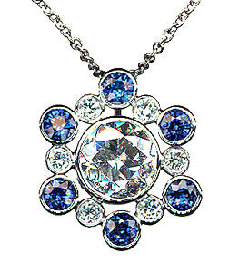 Diamond and Sapphire Cluster Pendant