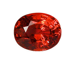 Oval fancy vivid red-orange or pomegranate sapphire