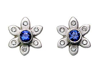 Sapphire Floral Stud Earrings