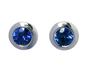 Sapphire Tapered Bezel Stud Earrings