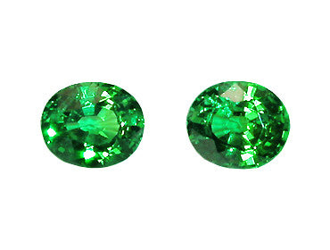1.18 carat total weight oval faceted Tsavorite pair.